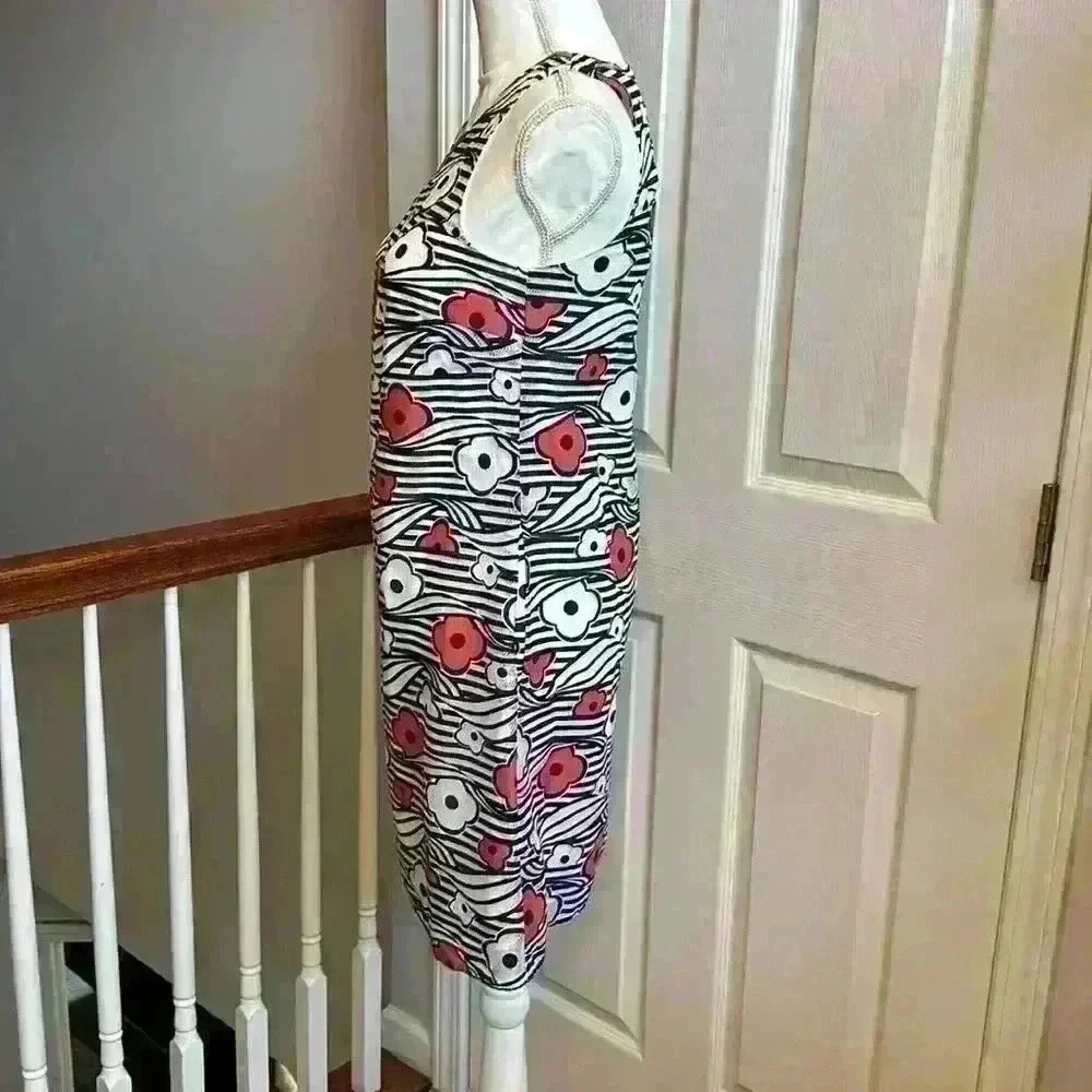 Kaari Blue NWT Navy Blue, White & Pink Floral Sleeveless Sheath Dress Women Sz 2 - Picture 4 of 14